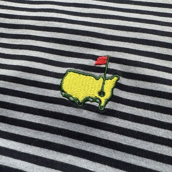 Amen Corner The Masters Golf Polo Shirt XL Navy Stripe Mercerized Cotton Logo - Picture 4 of 8